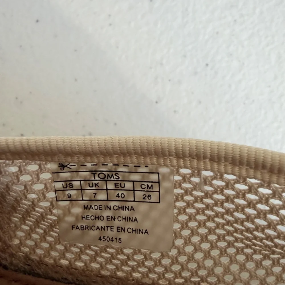 TOMS Alpargata Espadrille‎ Mesh and Suede Slip-On Cream Shoe Size 9